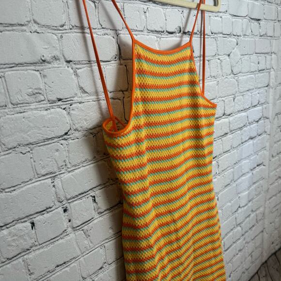 Altar'd State Knit Mini Dress Size L Tie back‎ Striped - Picture 4 of 6